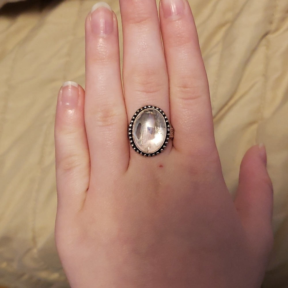 Glass and silver ring